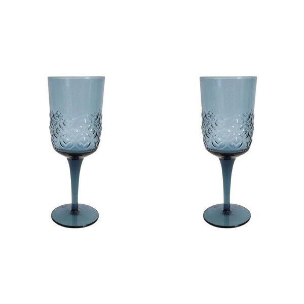 2x LVD Stemmed 19cm Wine Cocktail Martini Glass Cup Barware Glassware Smoke Blue