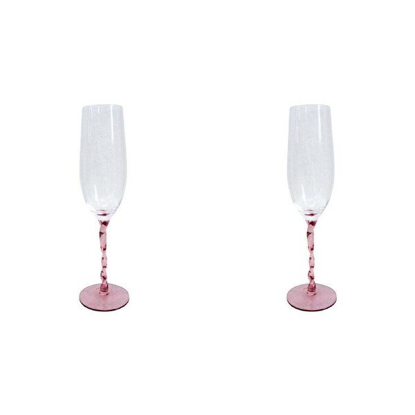 2x LVD Stemmed Clear 25cm Champagne Glass White Wine Glassware Pretty In Pink