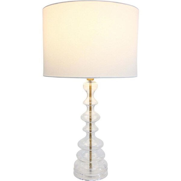 LVD Sienna Glass/Metal 61cm Lamp /Office Room Table Lampshade Large Clear
