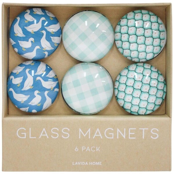 6pc LVD Goose Glass 11.5cm Fridge Magnet/Magnetic Kitchen Decorative Round Set