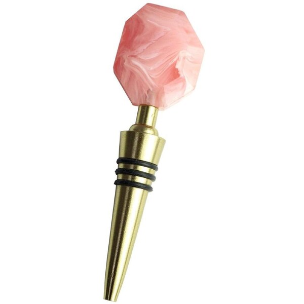 LVD Marbleised Stainless Steel Resin 20cm Wine Bottle Stopper Seal Cap Pink