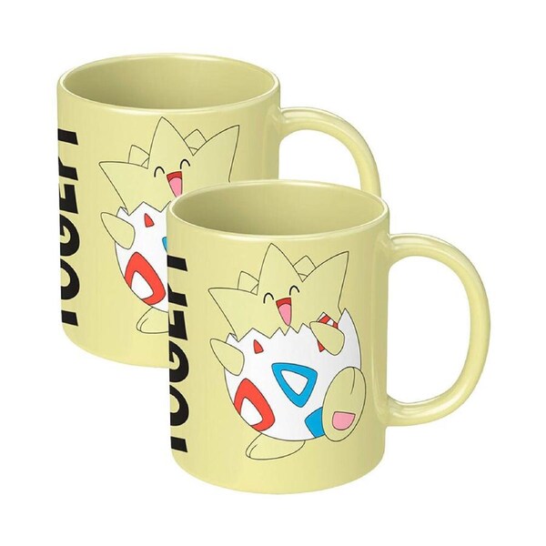 2PK Pokemon Togepi Eggshell Coloured Ceramic Printed Tea/Coffee 285ml/10 oz Mug