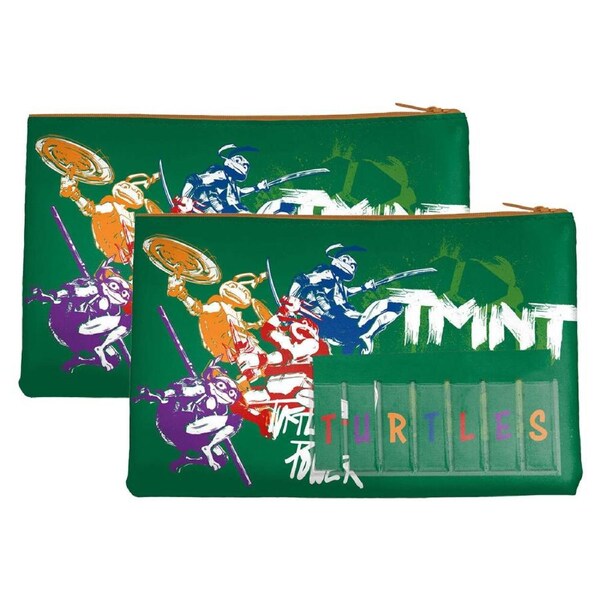 2PK Teenage Mutant Ninja Turtles Turtles Named Zip School Pencil/Stationery Case