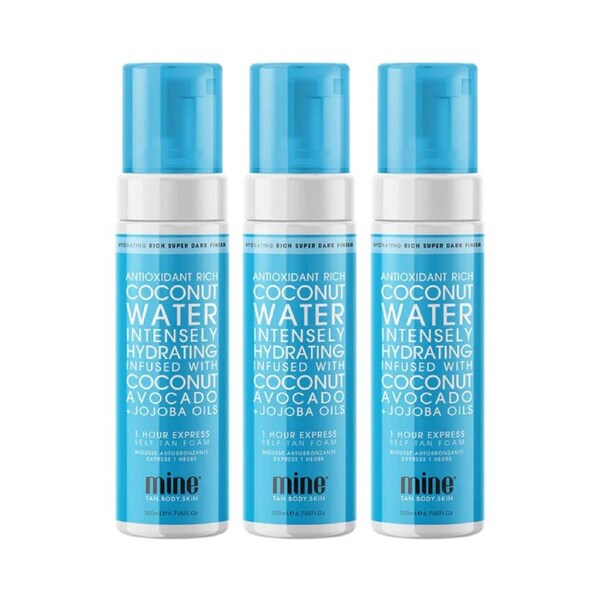 3 x MineTan Coconut Water Self Tan Foam 200mL
