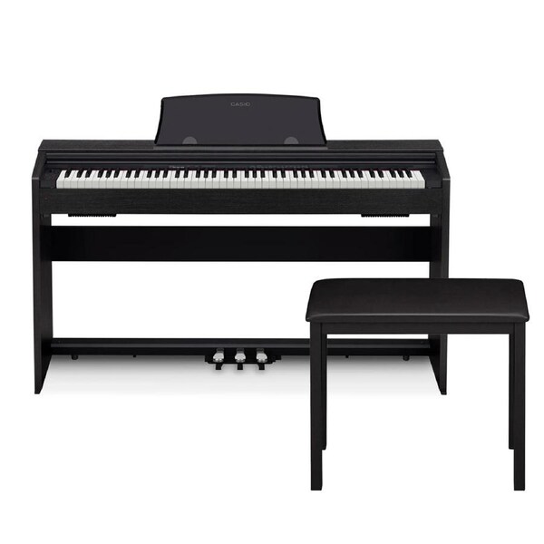 Casio PX-770BK Privia 88-Note Digital Electric Piano w/Foot Pedals & Bench Black