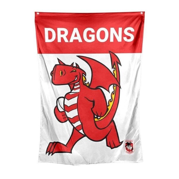 NRL Mascot Wall Flag - St George Illawarra Dragons - Cape - Approx 100cm x70cm