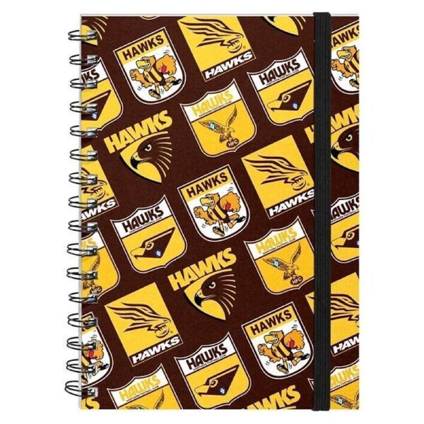 AFL Hard Cover Notebook - Hawthorn Hawks - A5 60 Page Pad