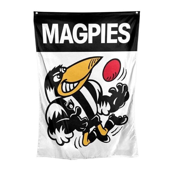 AFL Retro Wall Flag - Collingwood Magpies - Cape Flag - Approx 100cm x 70cm