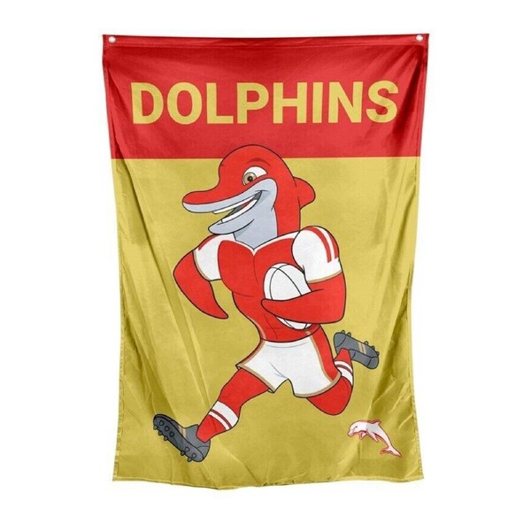 NRL Mascot Wall Flag - Dolphins - Cape Flag - Approx 100cm x 70cm