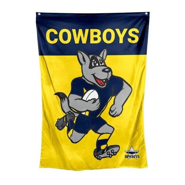 NRL Mascot Wall Flag - North Queensland Cowboys - Cape Flag - Approx 100cm x70cm