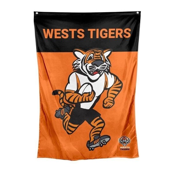 NRL Mascot Wall Flag - West Tigers - Cape Flag - Approx 100cm x 70cm