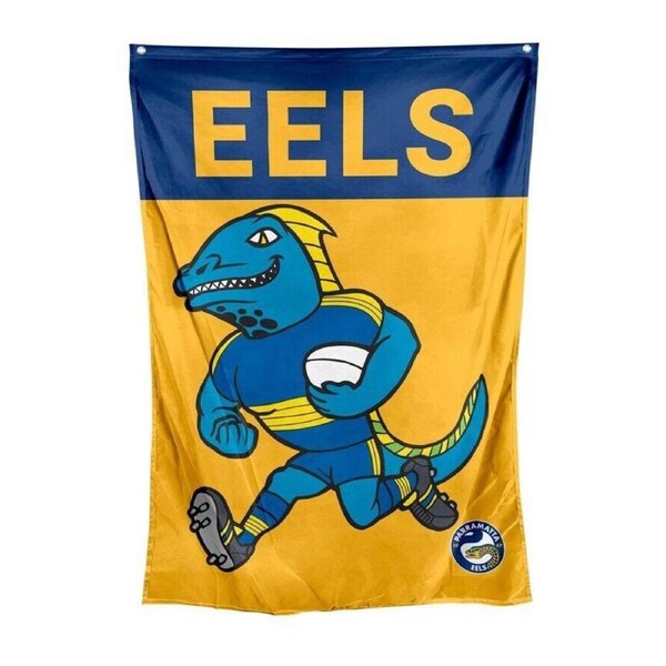 NRL Mascot Wall Flag - Paramatta Eels - Cape Flag - Approx 100cm x 70cm