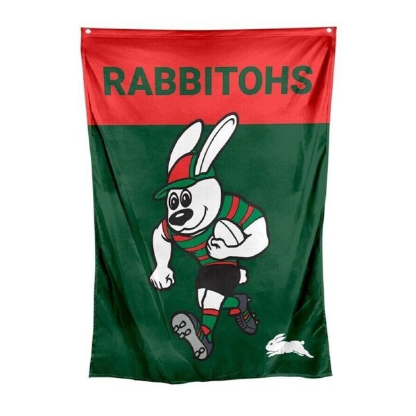 NRL Mascot Wall Flag - South Sydney Rabbitohs - Cape Flag - Approx 100cm x 70cm