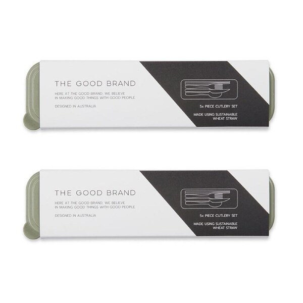 8pc The Good Brand Reusable Knife/Spoon/Fork/Chopsticks Cutlery Set Sage