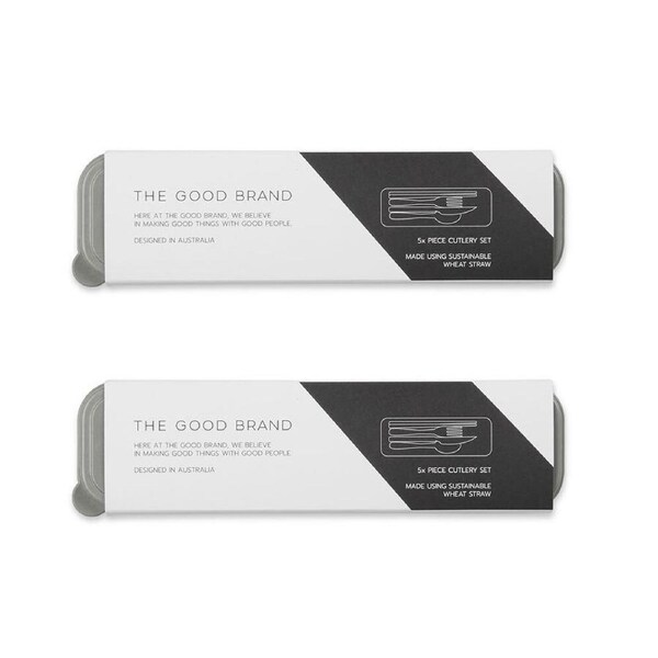 8pc The Good Brand Reusable Knife/Spoon/Fork/Chopstick Cutlery Set Charcoal