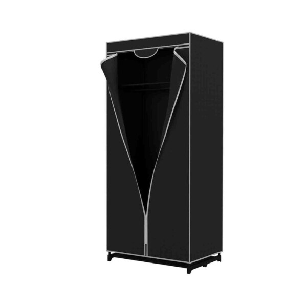 Costway Fabric Wardrobe Folding Garment Cabinet Clothes Closet w/Shelves & Hanging Rod Black