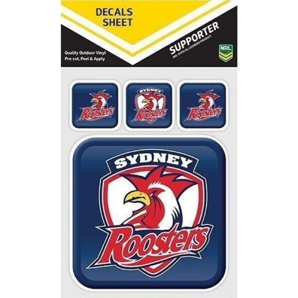 NRL App Stricker Decal Set - Sydney Roosters - 13x13CM Large 4x4CM Small