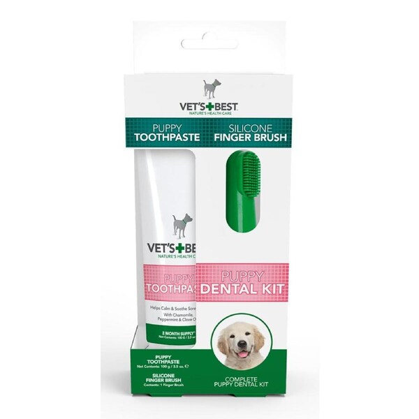 VET'S BEST Dental Care Kit For Puppies (Finger Toothbrush + Puppy Toothpaste)