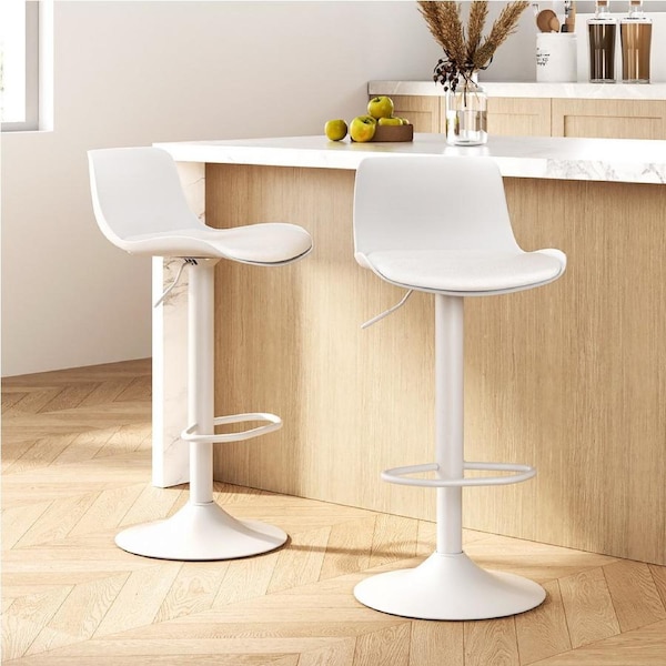 2X Artiss Bar Stools Kitchen Swivel Gas Lift Stool White