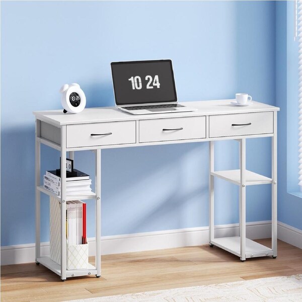 Artiss 120CM Computer Desk Home Office Desks Drawer Shelves Study Table White