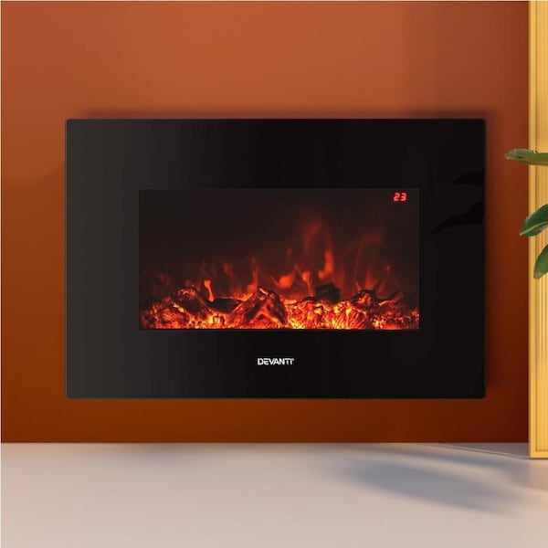 2000W 26" Devanti Electric Fireplace Fire Heater Black