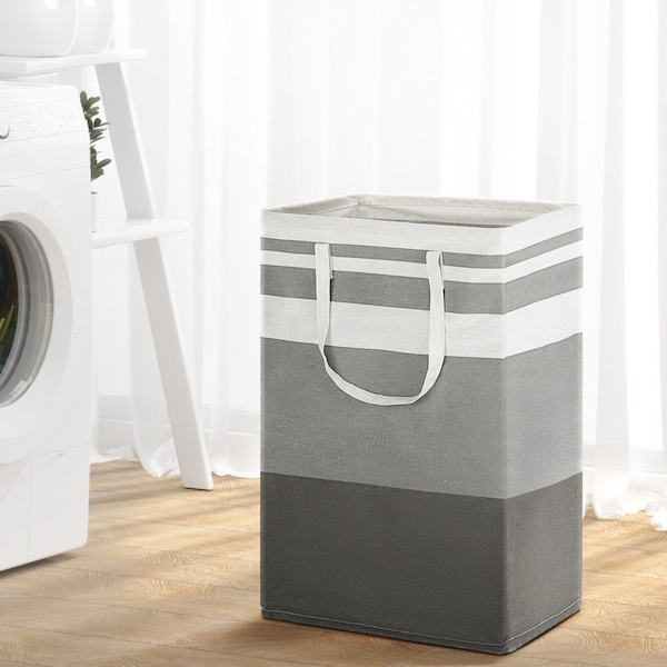 2X Artiss Laundry Basket Hamper Foldable White Grey