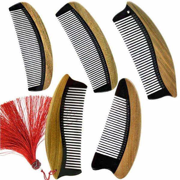 Catzon 5 Pack Sandalwood Comb for Curly and Straight Hair-B