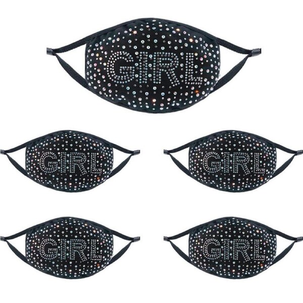 Catzon 5Pcs Sparkly Sparkling Bling Rhinestone Face Mask for Women-GIRL