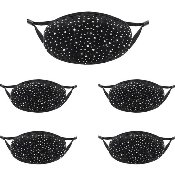 Catzon 5Pcs Sparkly Sparkling Bling Rhinestone Face Mask for Women-Diamond