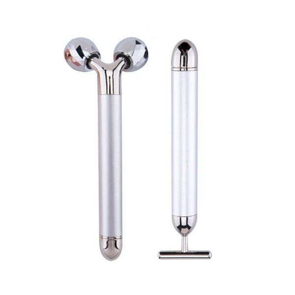 Catzon 2 in 1 Electric Face Massager Roller Kit Eye Nose Facial Roller Massage Tool-Silver