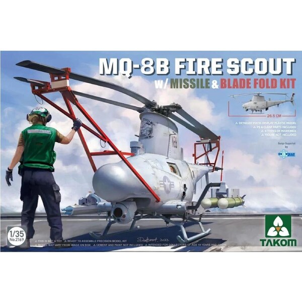 Takom 1/35 MQ-8B Fire Scout w/ Missile & Blade Fold Kit Plastic Model Kit