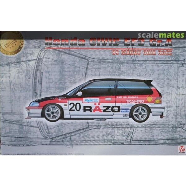 Beemax 1/24 Honda Civic EF3 Gr.A 1989 Macau Guia Race Plastic Model Kit