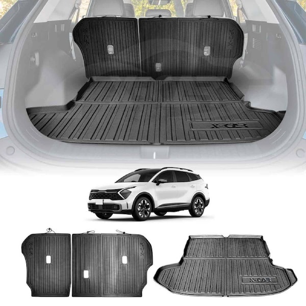 Boot Liner Kick Mats Set for Kia Sportage 2021-2025 All Weather Heavy Duty Cargo Car Trunk Back Seat Protector