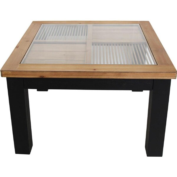 Boston Timber Glass 80x50cm Console Table Square Display Furniture Natural/Black