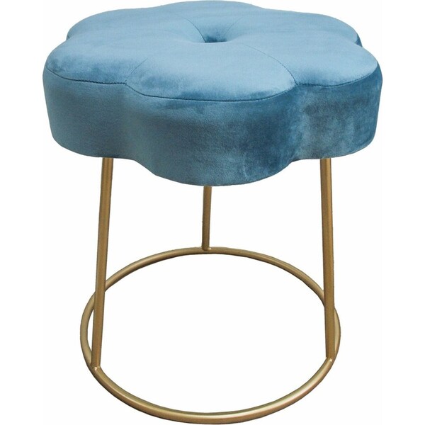 Daisy Metal/Velvet/MDF 41x44cm Stool Home Seat Chair/Barstool Furniture Sky Blue