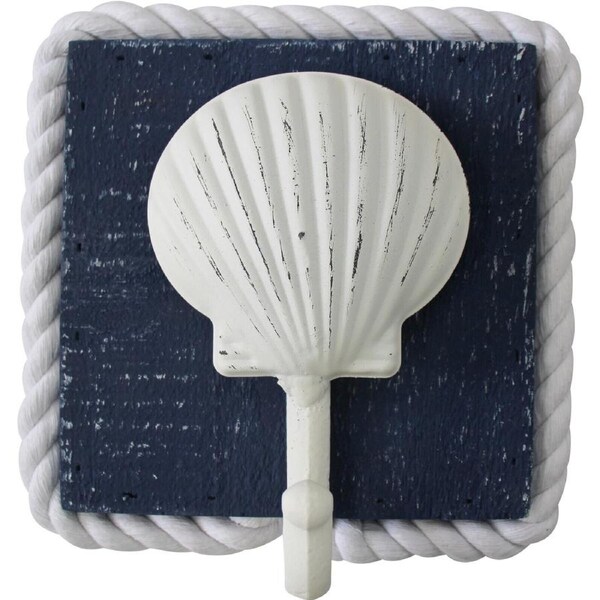 Shell Hook Wood/Metal 16cm Wall Hanging Key/Towel Hanger/Holder Home Organiser