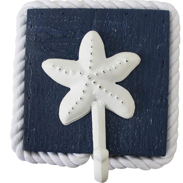 Starfish Hook Wood/Metal 16cm Wall Hanging Key/Towel Hanger/Holder Organiser