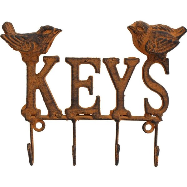 Hook Double Birds Keys Metal 17cm Key Holder Wall Mounted Organiser Home Decor