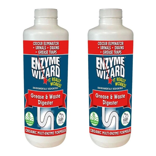 2PK Enzyme Wizard Organic Grease/Waste Digestor Kitchen/Bathroom Pipe Cleaner 1L