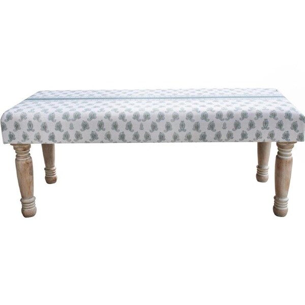 Velvet French Fleur 101x41cm Wood Ottoman/Bench Home Furniture Decor Rectangle