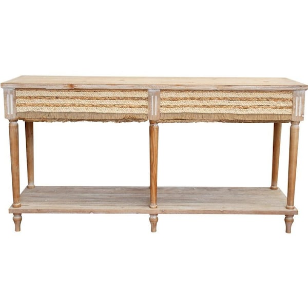 Boho Plait Large Fir/Linen/MDF 72x140cm Console Table Rect Furniture Natural