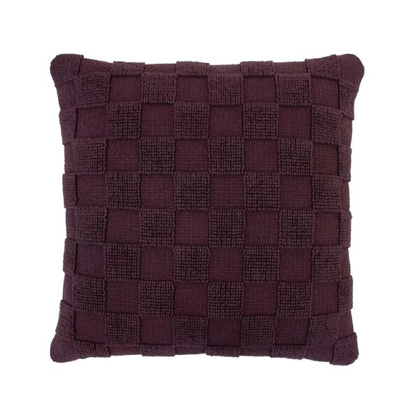 Bambury Harris 500GSM 100% Cotton Square Checkerboard Cushion Plum 50x50cm
