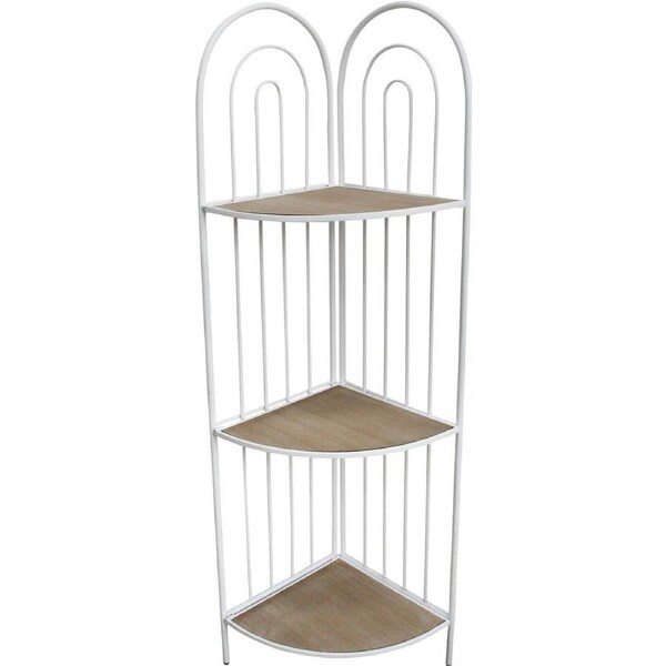 Archie Wood Metal 123.5cm Corner Display Stand Rack Living Room Organiser White