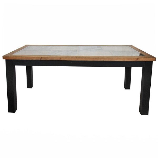 Boston Timber Glass 179.5cm Dining Table Kitchen Rect Furniture Natural/Black