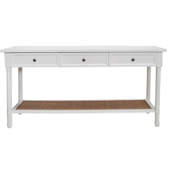 Resort Wood/MDF 80x160cm 3-Drawer Console Table Home/Office Furniture Rect White