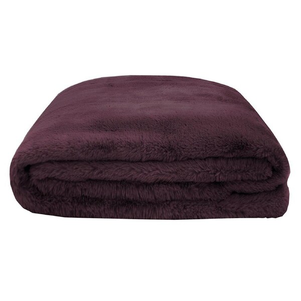 Bambury Frida 600GSM Cosy Faux Fur Throw Bedding Blanket Plum 150x200cm