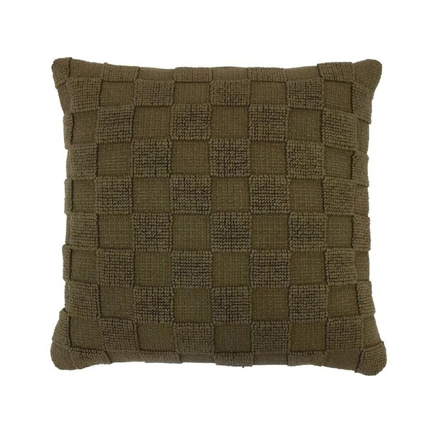 Bambury Harris 500GSM 100% Cotton Square Checkerboard Cushion Olive 50x50cm
