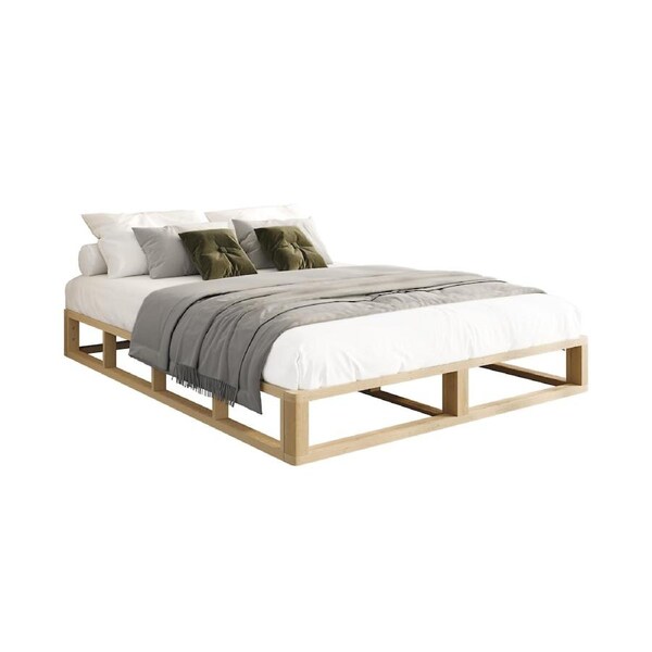 Oikiture Bed Frame Double Size Wooden Bed Base Platform