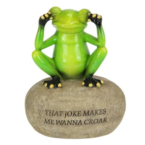 FROG ON ROCK WITH FUNNY QUOTE -12cm