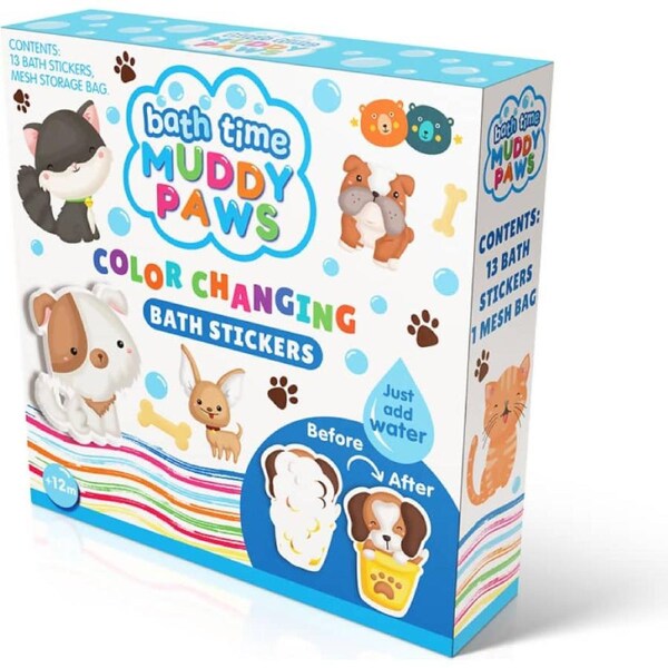 Buddy & Barney - Colour Changing Bath Stickers - Muddy Paws